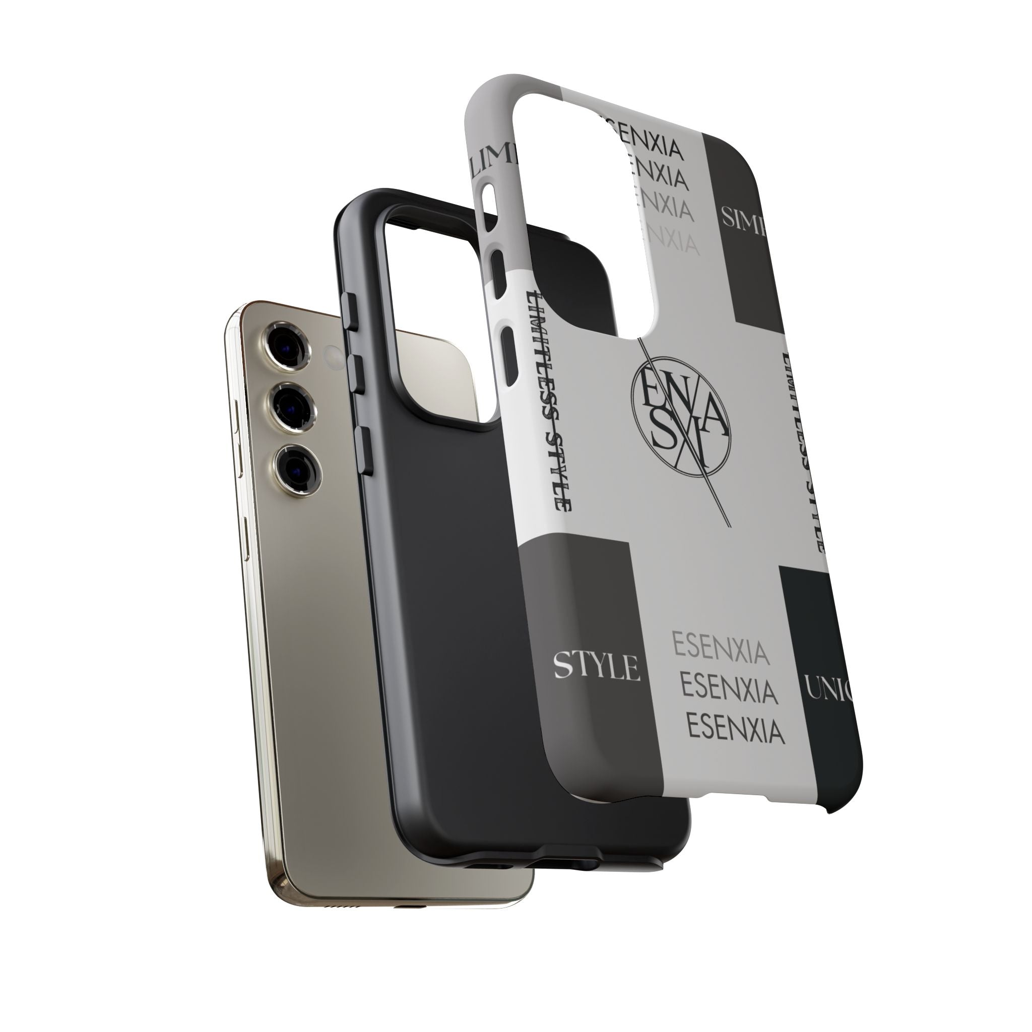 Gothic Monochrome Phone Case — 'ESENXIA' Logo Tough Case