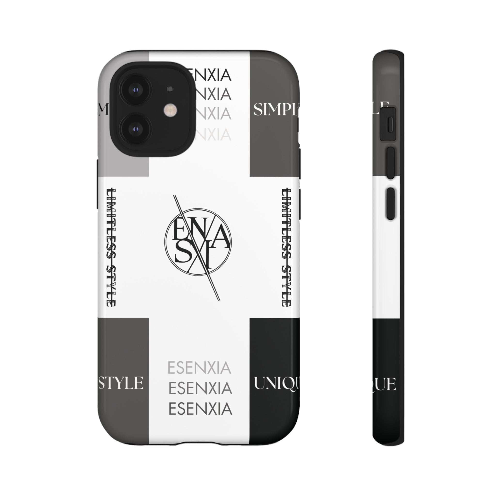 Gothic Monochrome Phone Case — 'ESENXIA' Logo Tough Case
