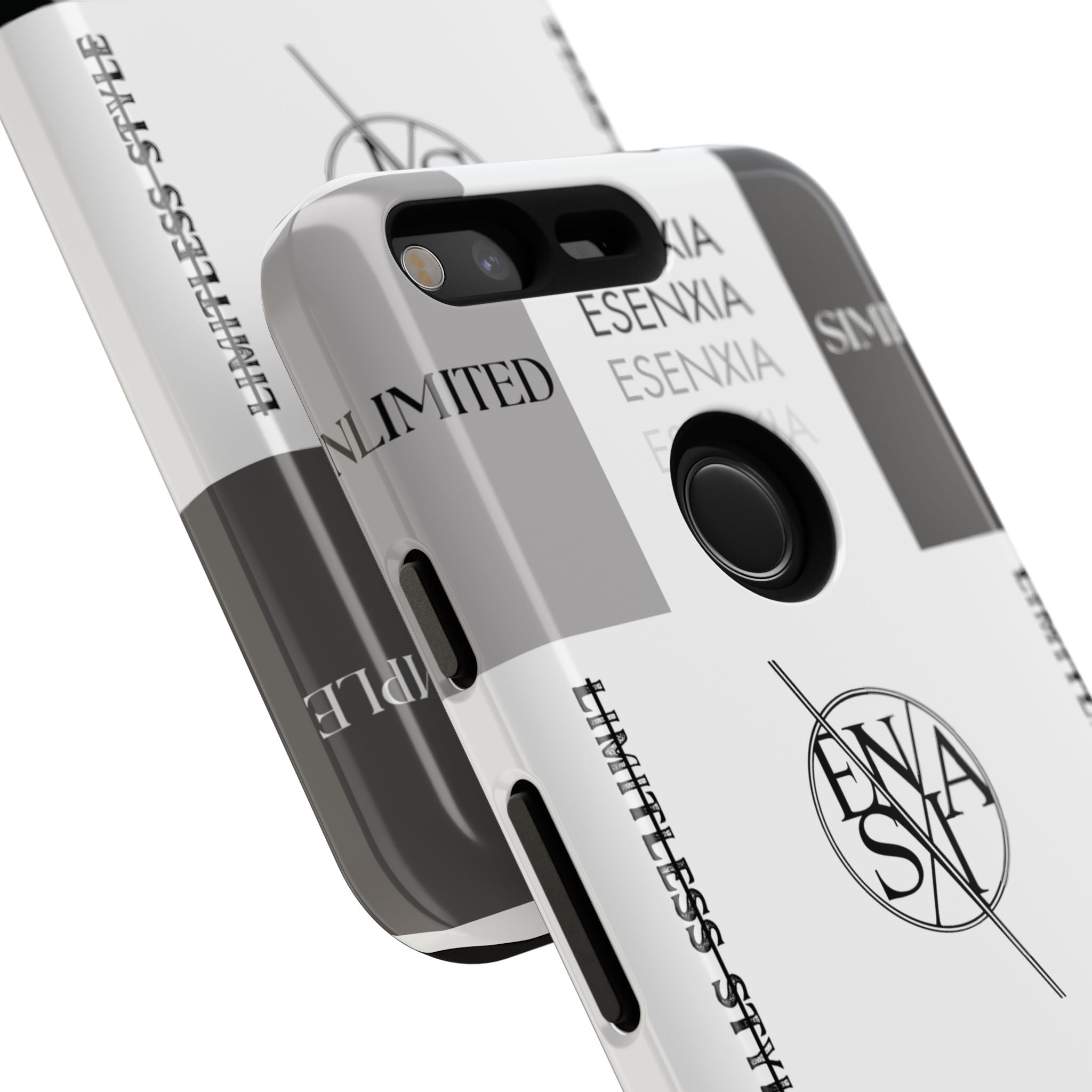 Gothic Monochrome Phone Case — 'ESENXIA' Logo Tough Case