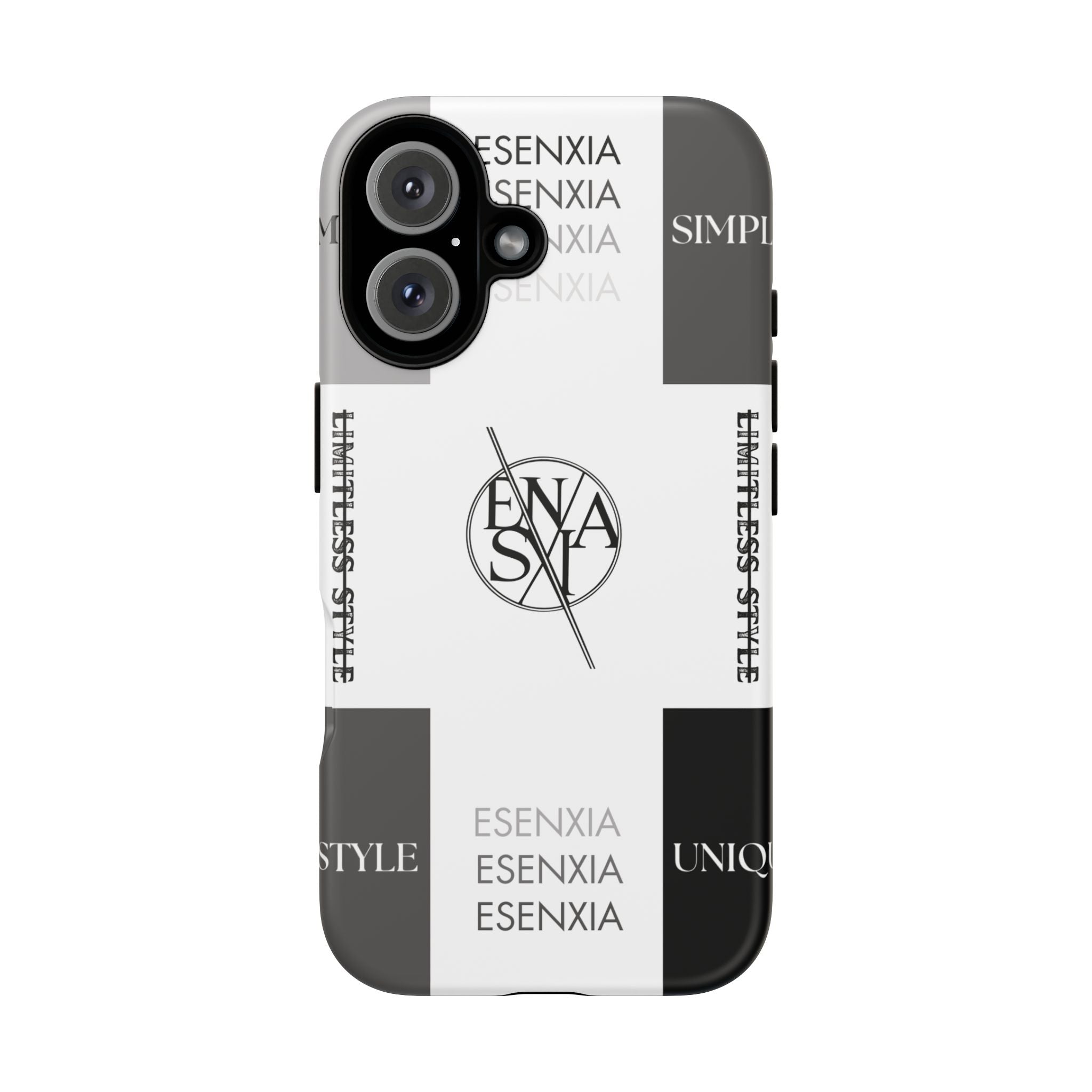 Gothic Monochrome Phone Case — 'ESENXIA' Logo Tough Case