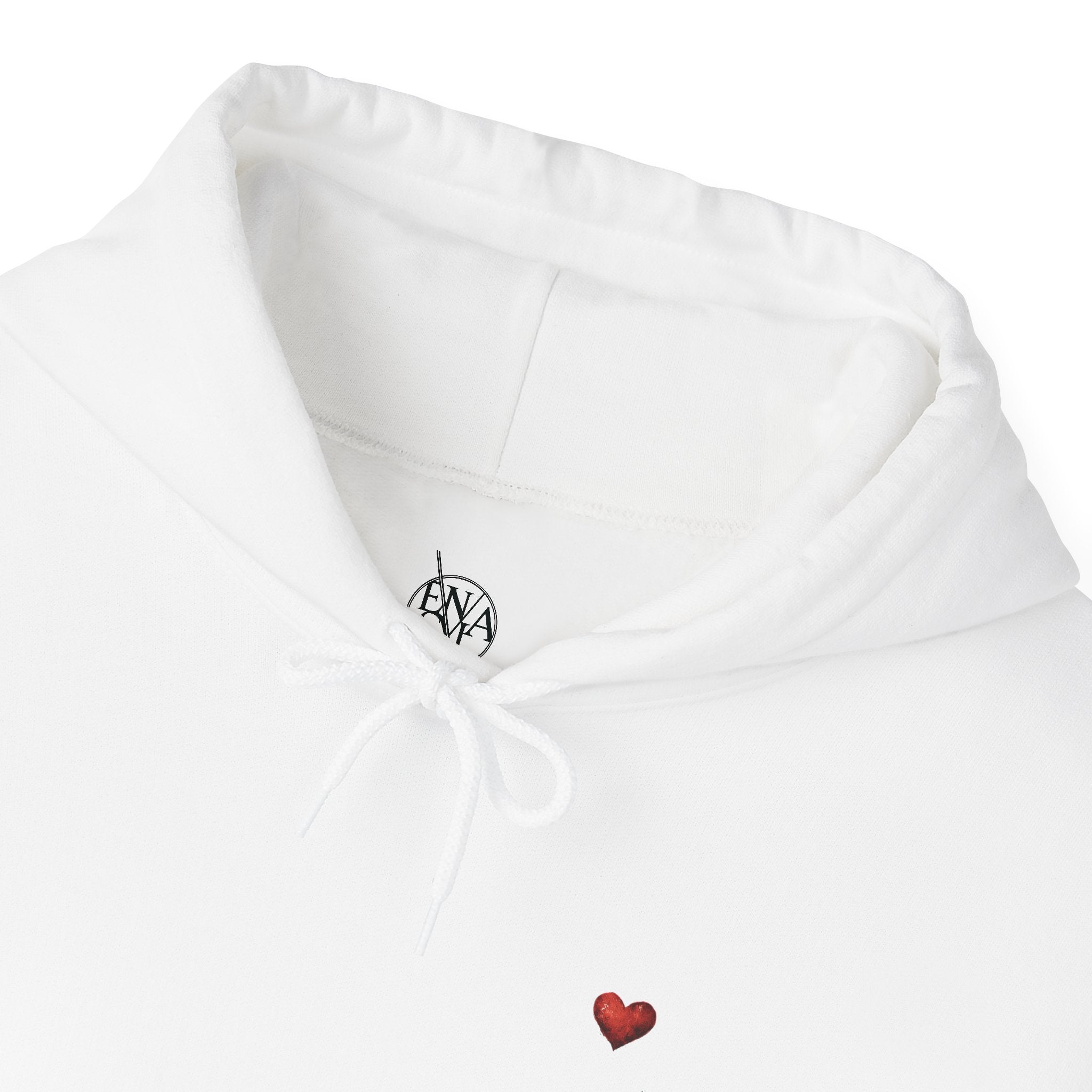 Hoodie — Minimal Heart ‘Love Is Not Perfect’ Back Print