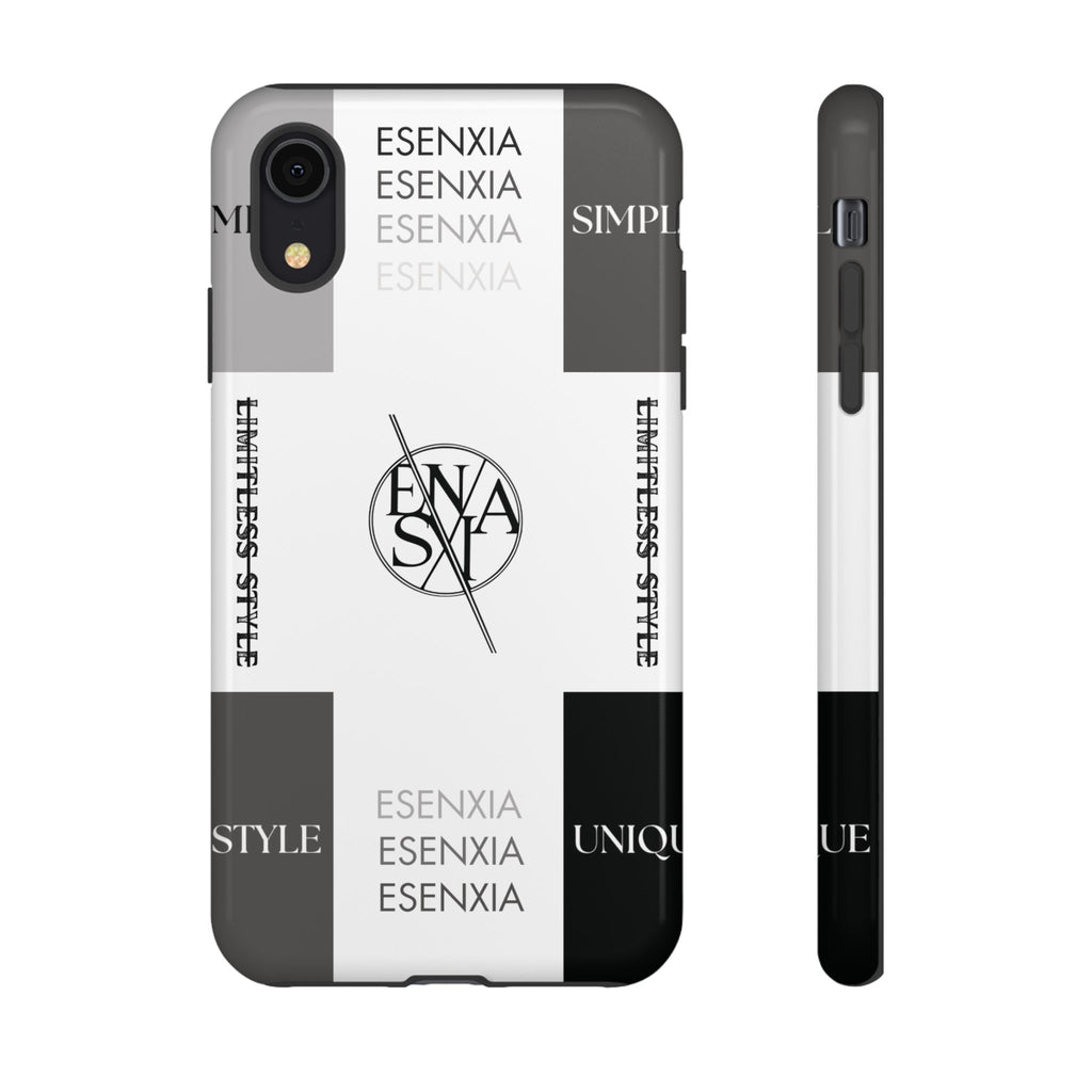 Gothic Monochrome Phone Case — 'ESENXIA' Logo Tough Case