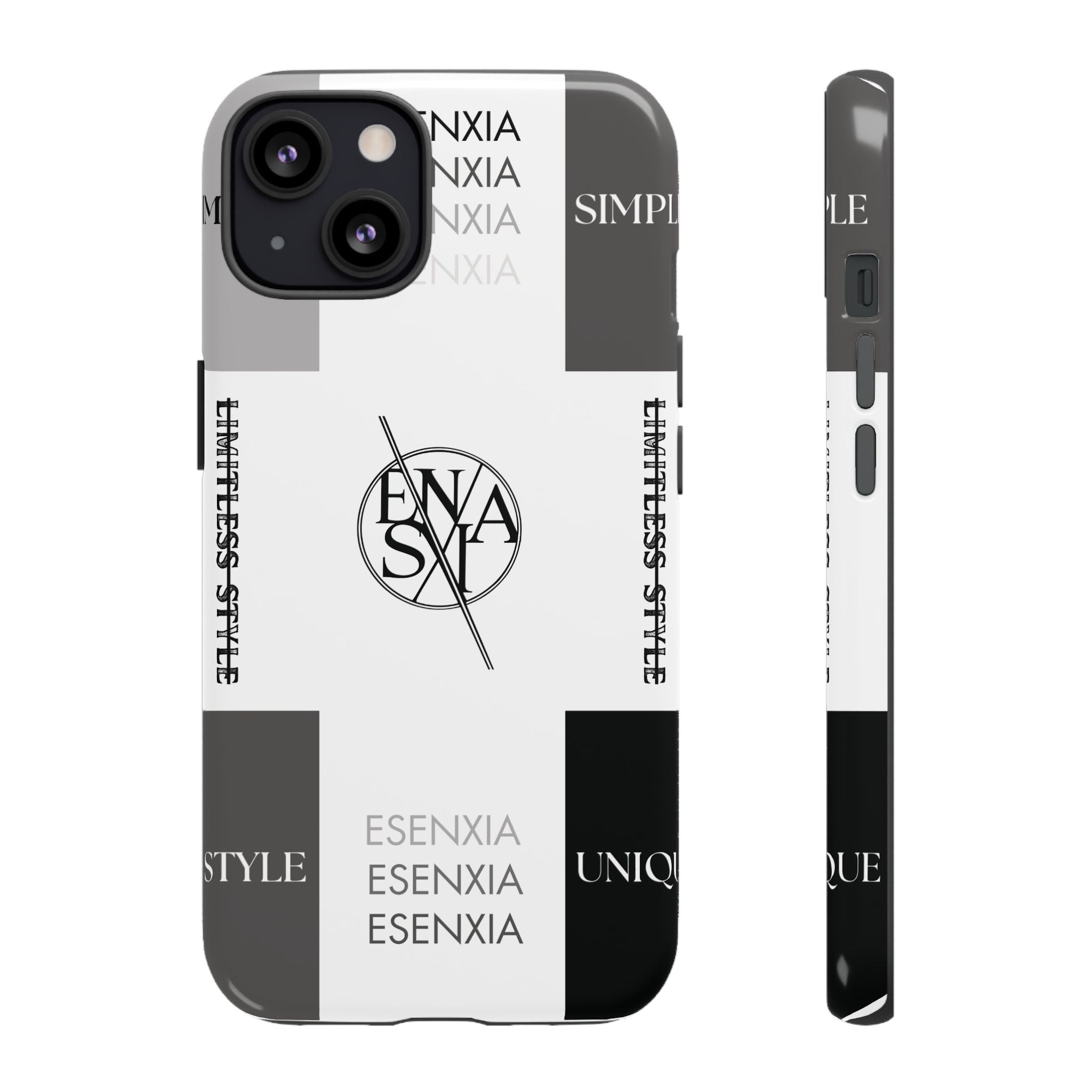 Gothic Monochrome Phone Case — 'ESENXIA' Logo Tough Case