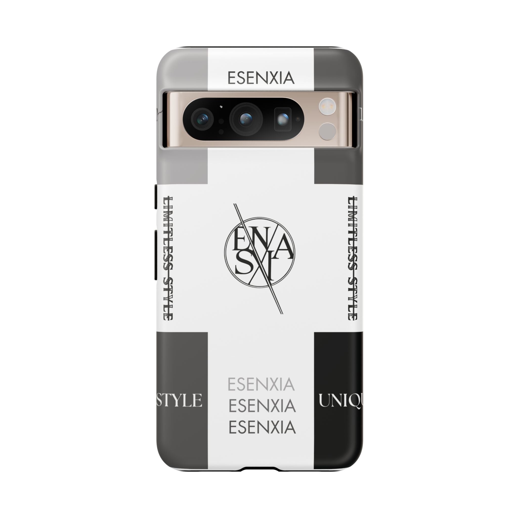 Gothic Monochrome Phone Case — 'ESENXIA' Logo Tough Case