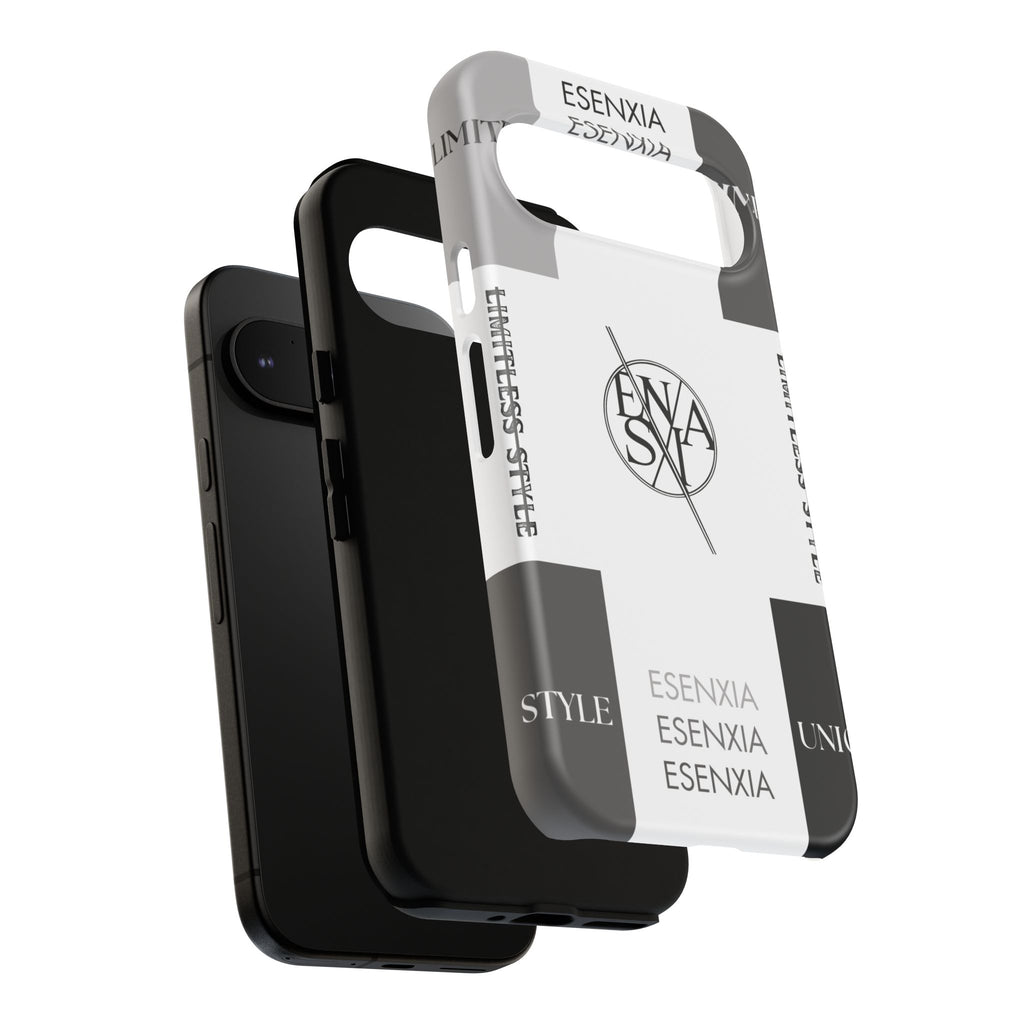 Gothic Monochrome Phone Case — 'ESENXIA' Logo Tough Case