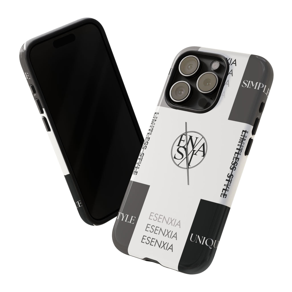 Gothic Monochrome Phone Case — 'ESENXIA' Logo Tough Case