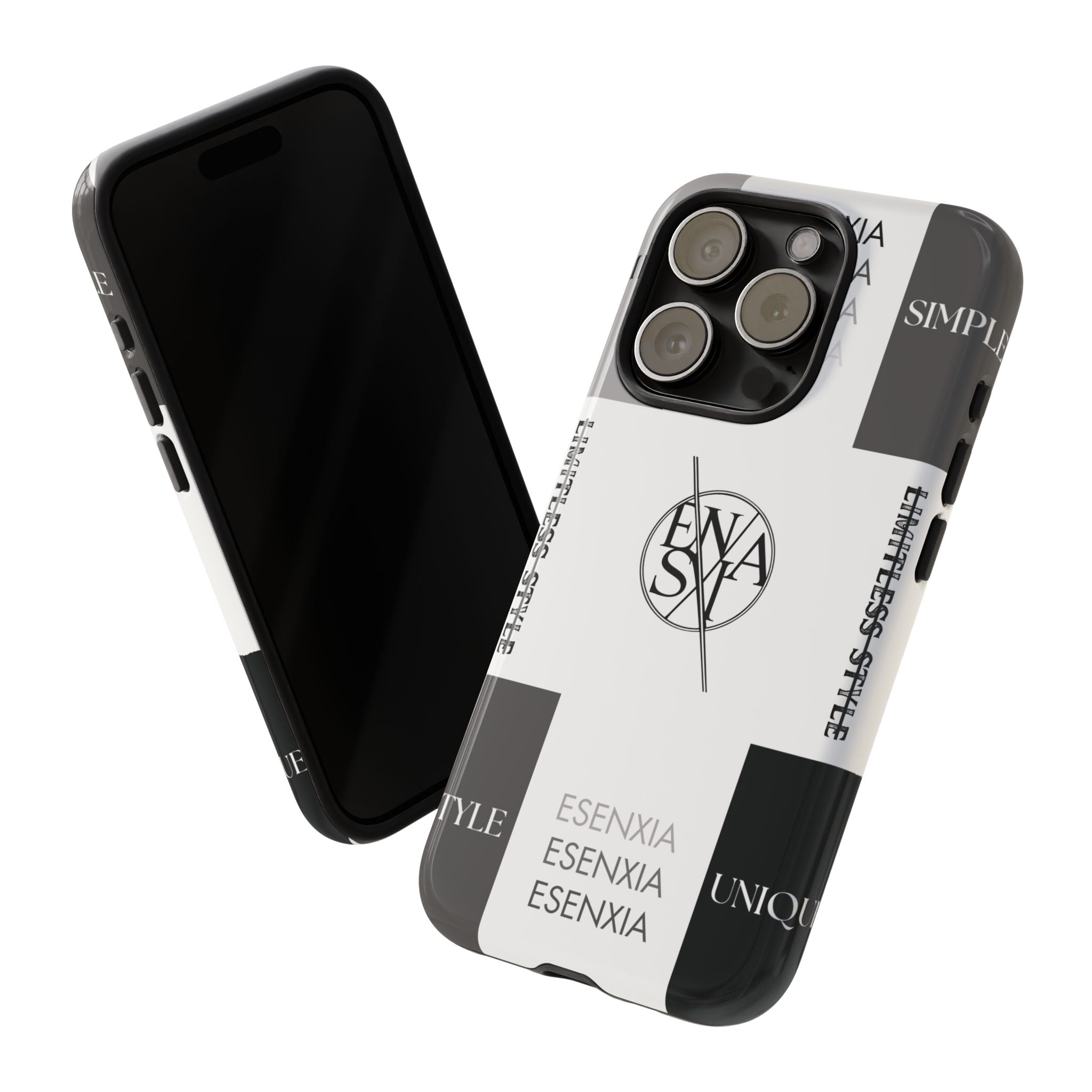 Gothic Monochrome Phone Case — 'ESENXIA' Logo Tough Case