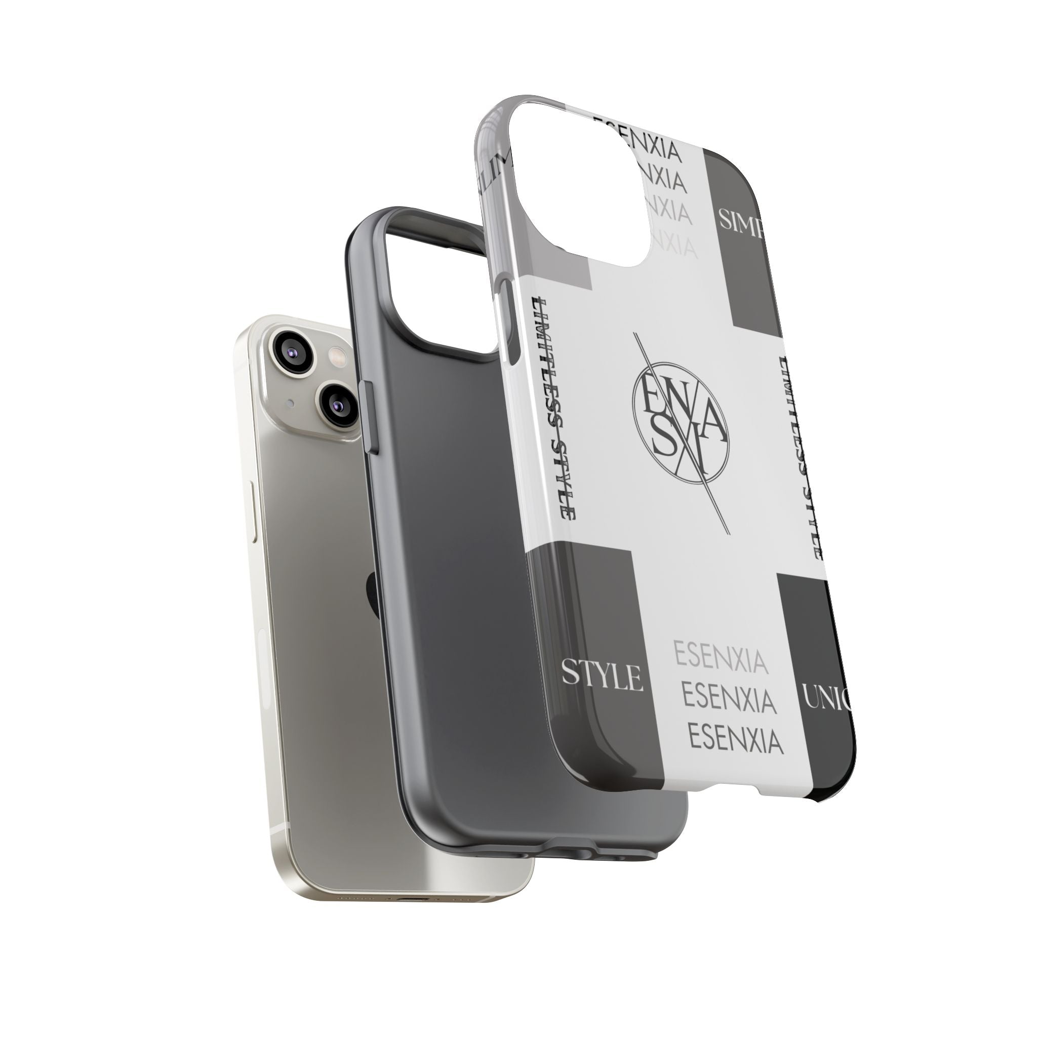 Gothic Monochrome Phone Case — 'ESENXIA' Logo Tough Case