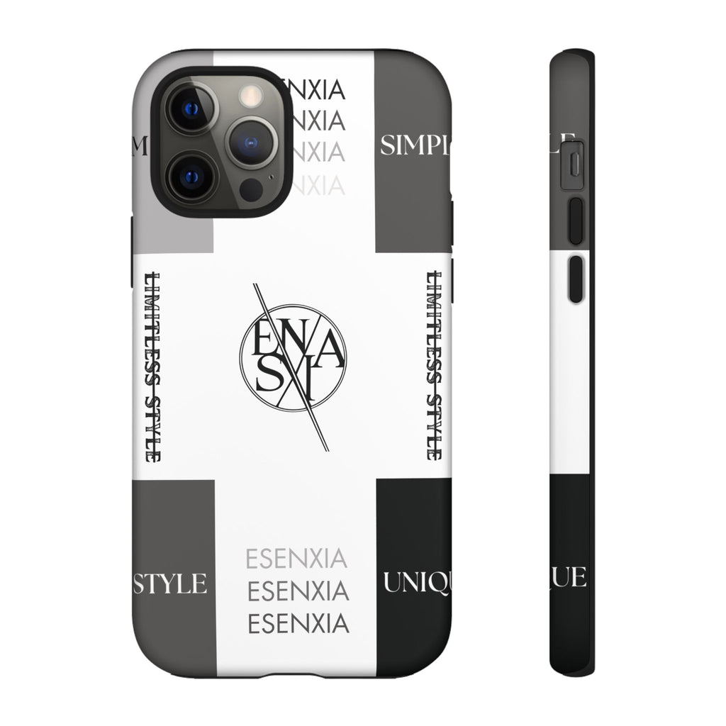 Gothic Monochrome Phone Case — 'ESENXIA' Logo Tough Case
