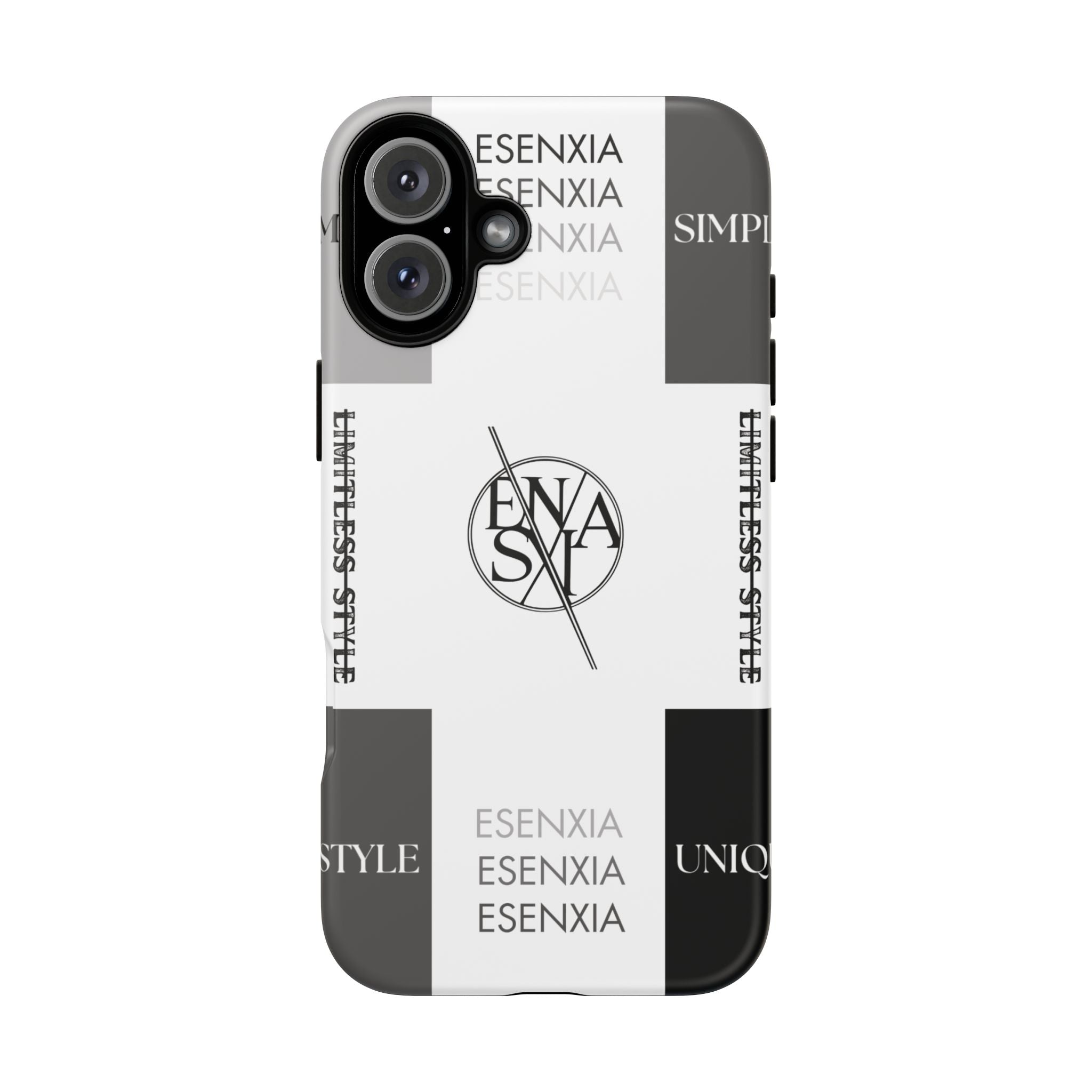 Gothic Monochrome Phone Case — 'ESENXIA' Logo Tough Case