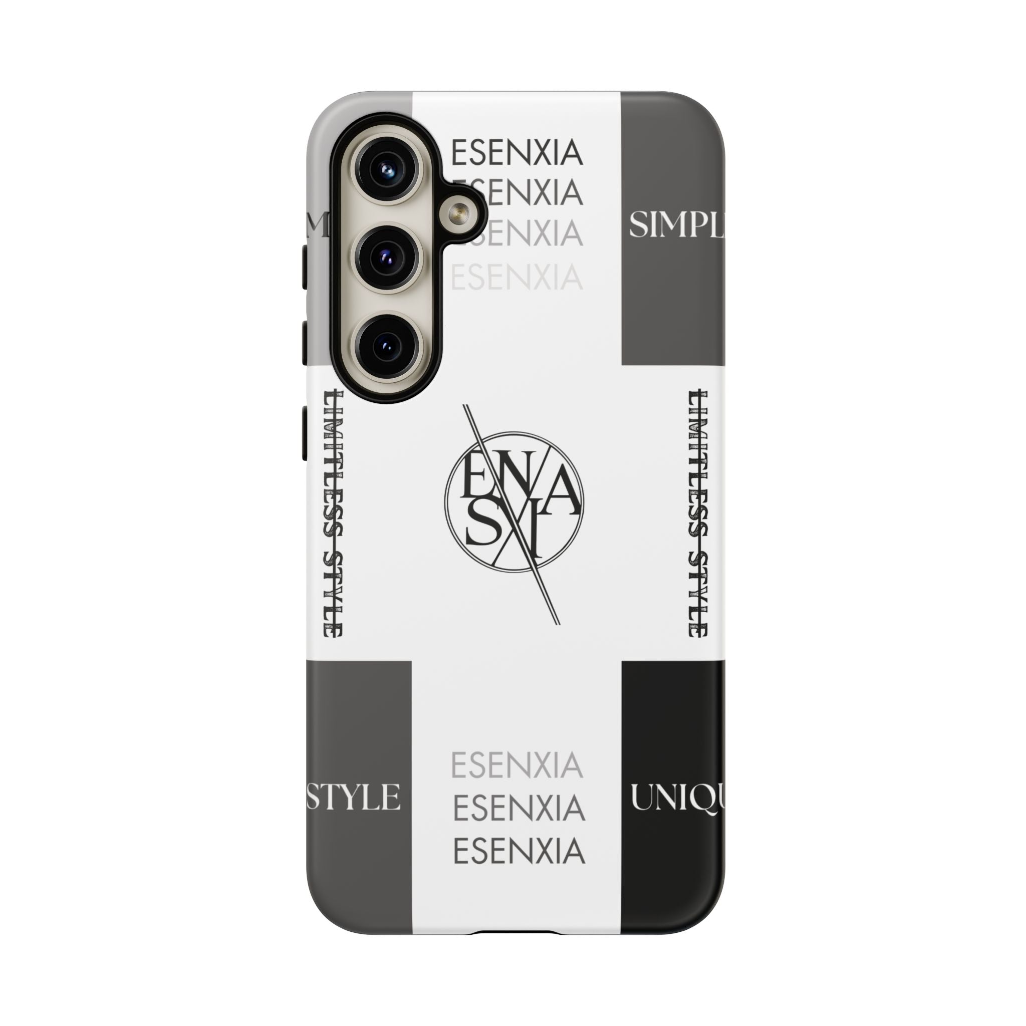 Gothic Monochrome Phone Case — 'ESENXIA' Logo Tough Case